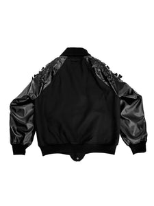 JUNTAE KIM - Laser Cut Flower Varsity Jacket - AW25 - BLACK